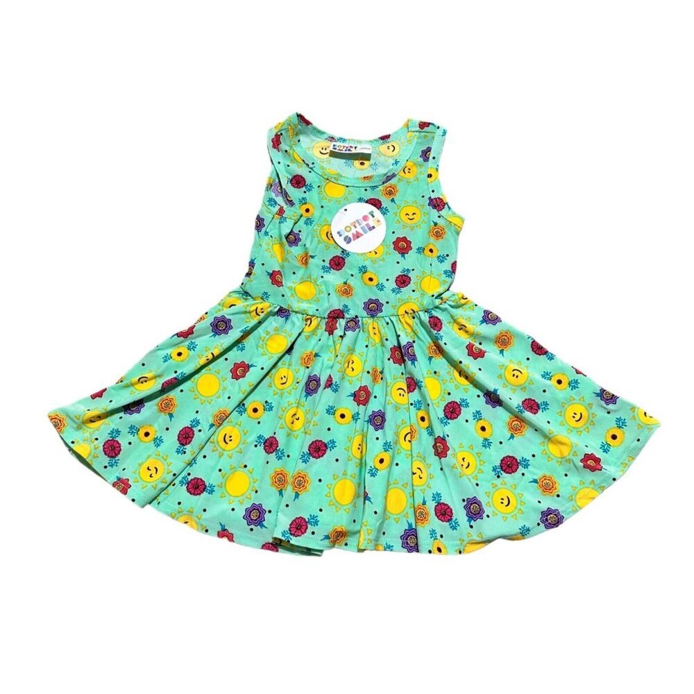 Dot‎ Dot Smile NWT Baby Girl Size 12/24M Green Sunshine Tank Twirl Dress